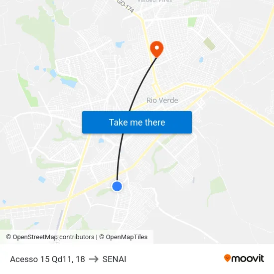 Acesso 15 Qd11, 18 to SENAI map