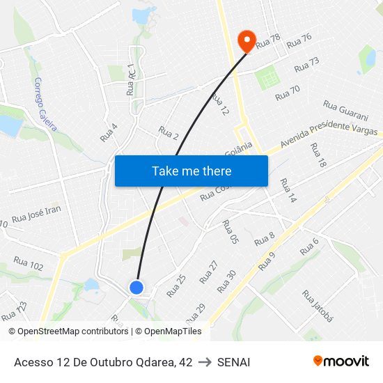 Acesso 12 De Outubro Qdarea, 42 to SENAI map