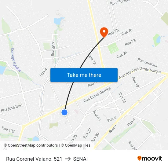 Rua Coronel Vaiano, 521 to SENAI map