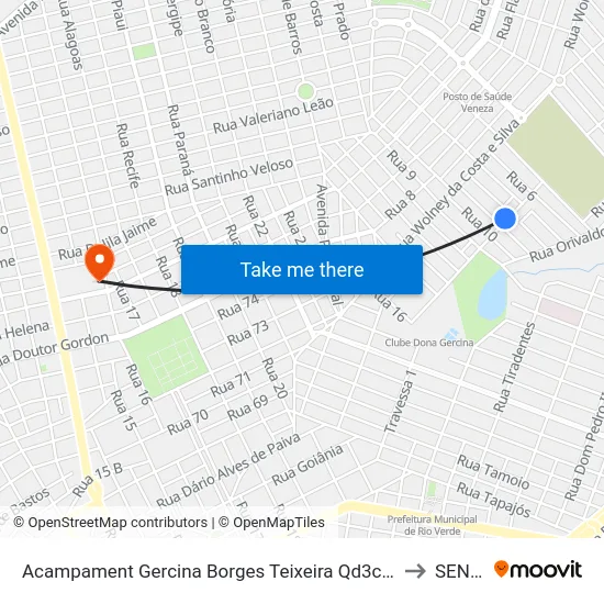 Acampament Gercina Borges Teixeira Qd3c, 19 to SENAI map