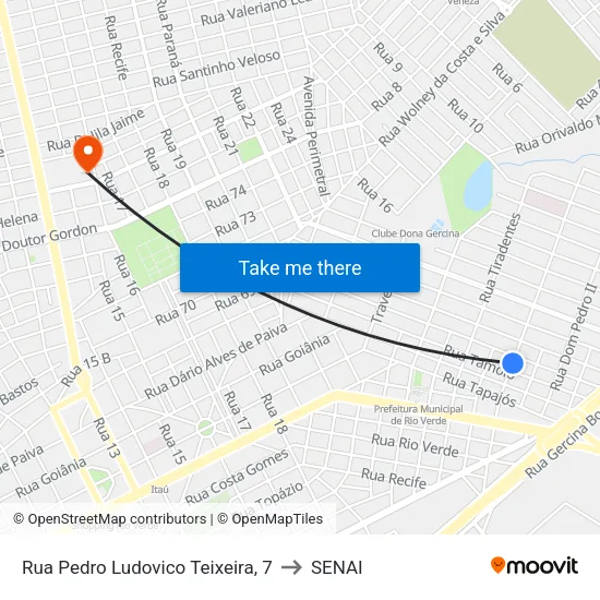 Rua Pedro Ludovico Teixeira, 7 to SENAI map