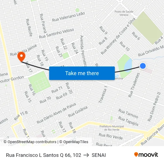 Rua Francisco L Santos Q 66, 102 to SENAI map