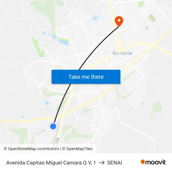 Avenida Capitao Miguel Camara Q V, 1 to SENAI map