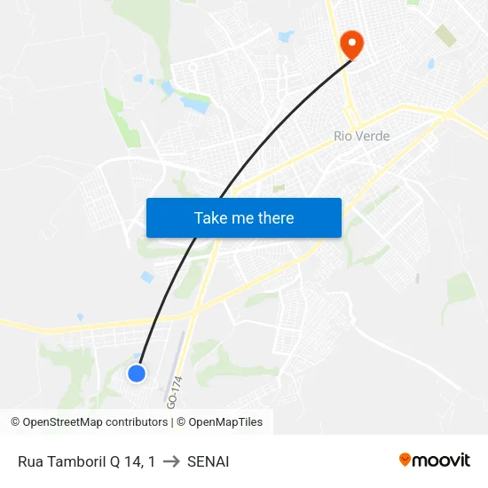 Rua Tamboril Q 14, 1 to SENAI map