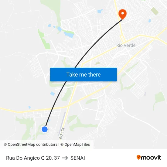 Rua Do Angico Q 20, 37 to SENAI map