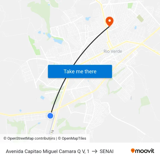 Avenida Capitao Miguel Camara Q V, 1 to SENAI map
