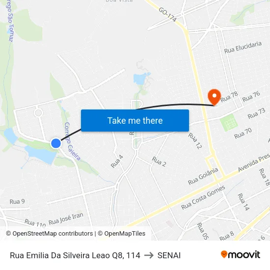 Rua Emilia Da Silveira Leao Q8, 114 to SENAI map