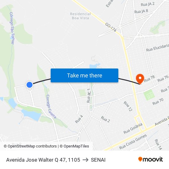 Avenida Jose Walter Q 47, 1105 to SENAI map
