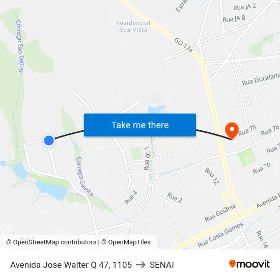 Avenida Jose Walter Q 47, 1105 to SENAI map