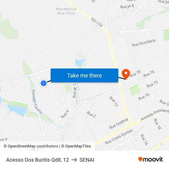 Acesso Dos Buritis Qd8, 12 to SENAI map