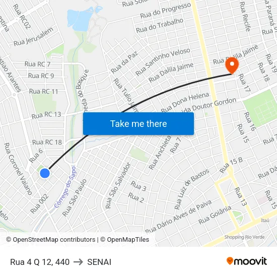 Rua 4 Q 12, 440 to SENAI map