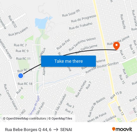 Rua Bebe Borges Q 44, 6 to SENAI map