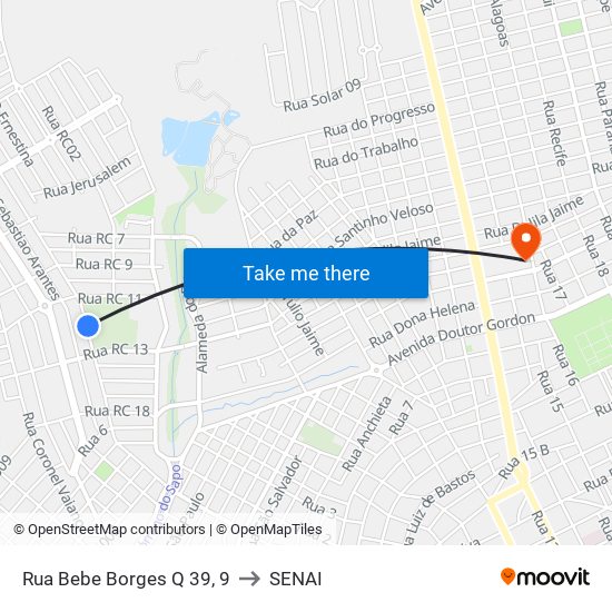 Rua Bebe Borges Q 39, 9 to SENAI map