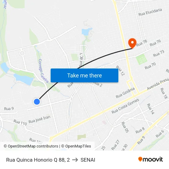 Rua Quinca Honorio Q 88, 2 to SENAI map