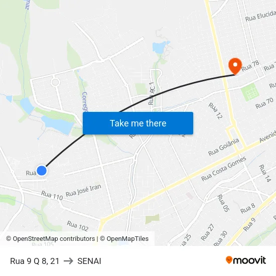 Rua 9 Q 8, 21 to SENAI map