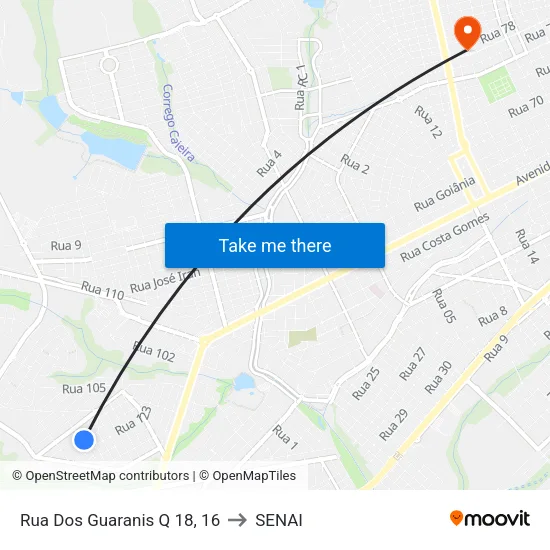 Rua Dos Guaranis Q 18, 16 to SENAI map