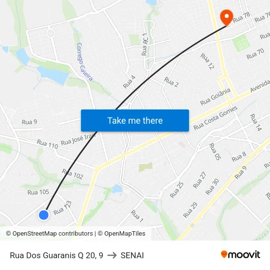 Rua Dos Guaranis Q 20, 9 to SENAI map