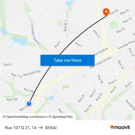 Rua 107 Q 21, 14 to SENAI map