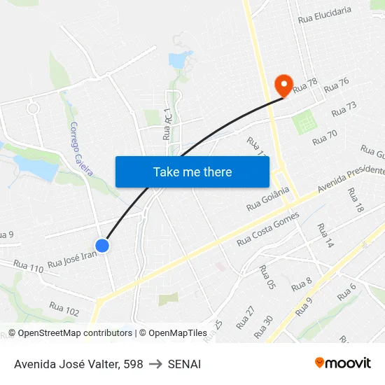 Avenida José Valter, 598 to SENAI map