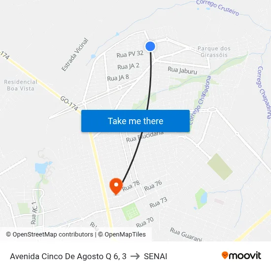 Avenida Cinco De Agosto Q 6, 3 to SENAI map