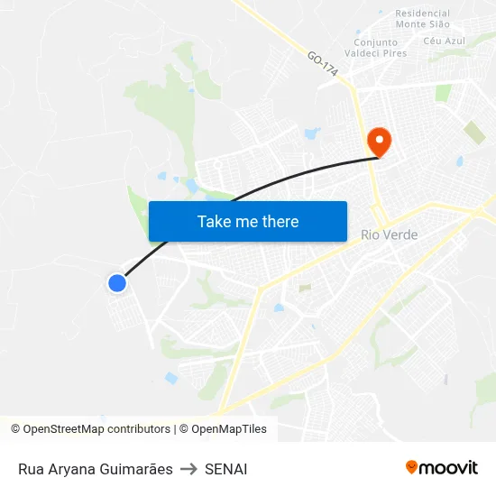 Rua Aryana Guimarães to SENAI map