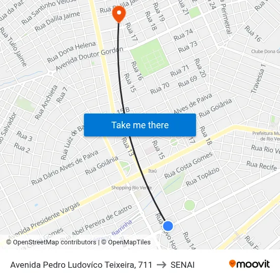Avenida Pedro Ludovíco Teixeira, 711 to SENAI map