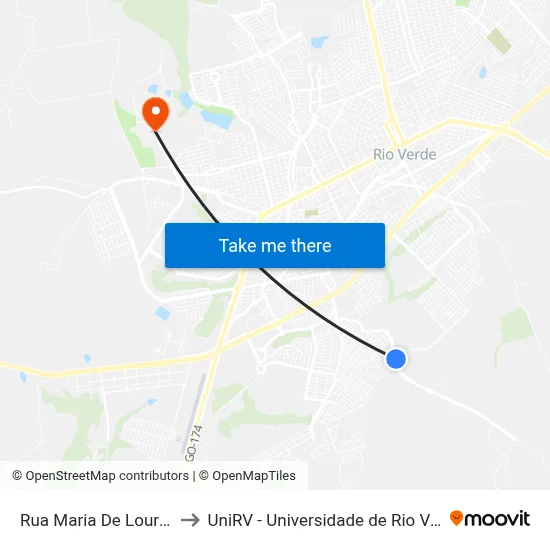 Rua Maria De Lourdes to UniRV - Universidade de Rio Verde map