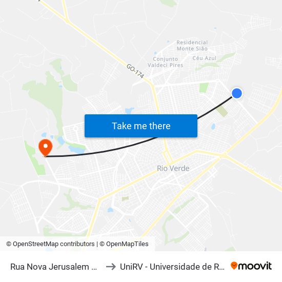 Rua Nova Jerusalem Q 13, 29 to UniRV - Universidade de Rio Verde map