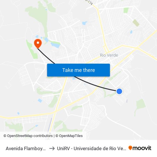 Avenida Flamboyant to UniRV - Universidade de Rio Verde map