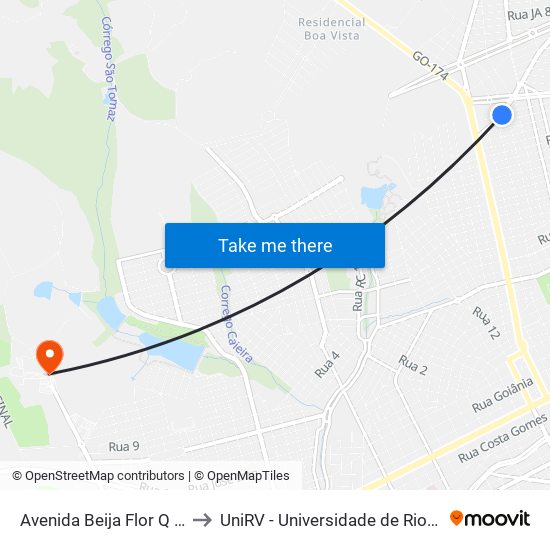 Avenida Beija Flor Q 15, 0 to UniRV - Universidade de Rio Verde map