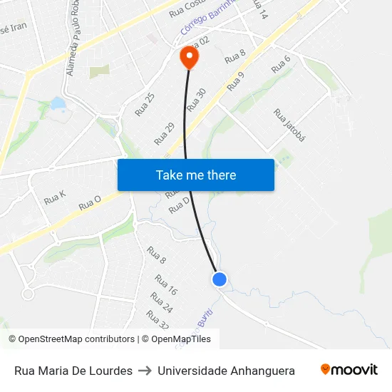 Rua Maria De Lourdes to Universidade Anhanguera map
