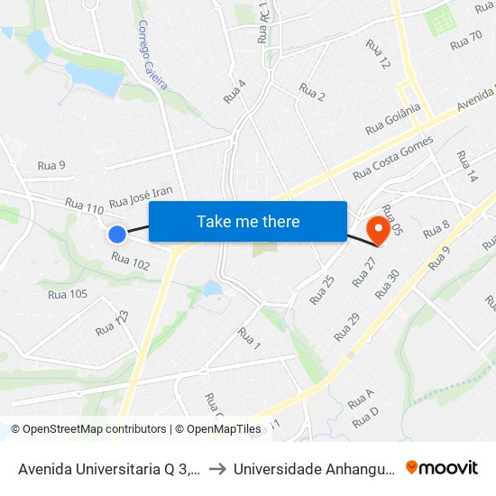 Avenida Universitaria Q 3, 18 to Universidade Anhanguera map