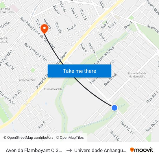 Avenida Flamboyant Q 35, 0 to Universidade Anhanguera map