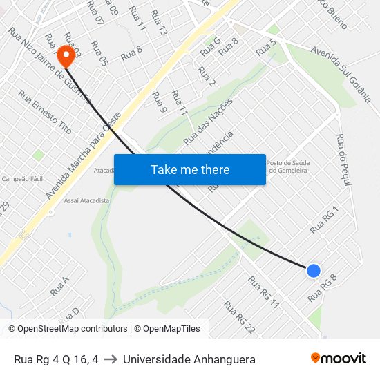Rua Rg 4 Q 16, 4 to Universidade Anhanguera map