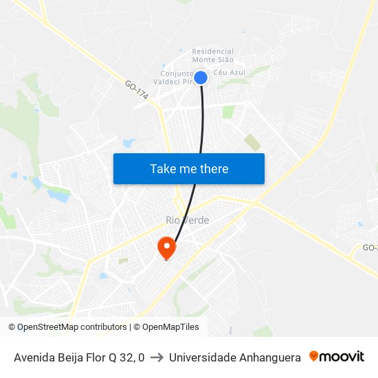 Avenida Beija Flor Q 32, 0 to Universidade Anhanguera map