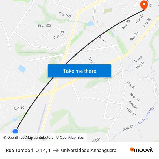 Rua Tamboril Q 14, 1 to Universidade Anhanguera map