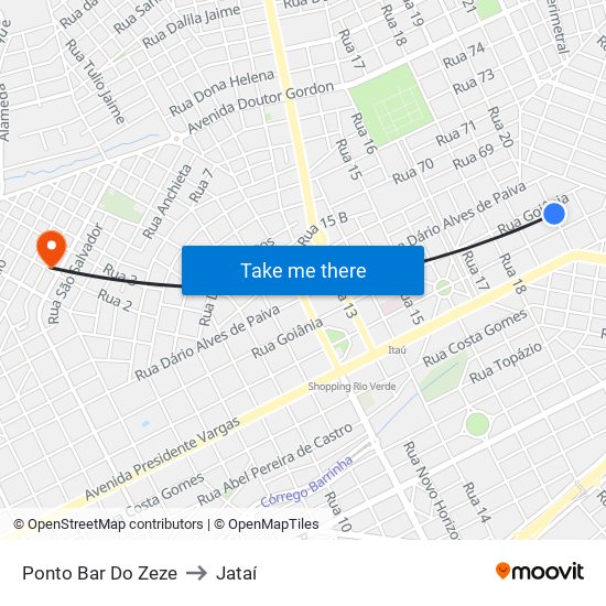 Ponto Bar Do Zeze to Jataí map