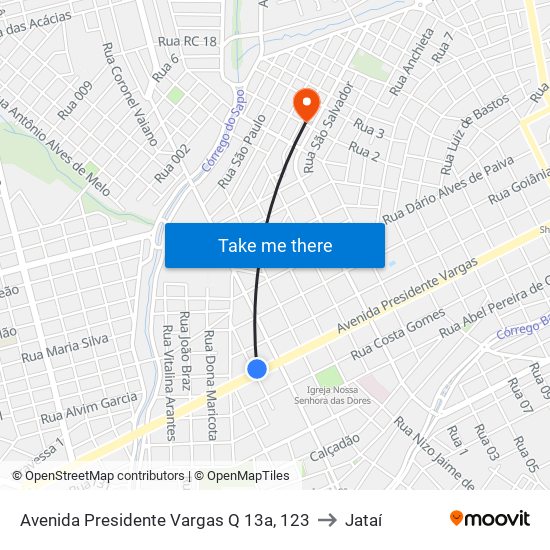 Avenida Presidente Vargas Q 13a, 123 to Jataí map