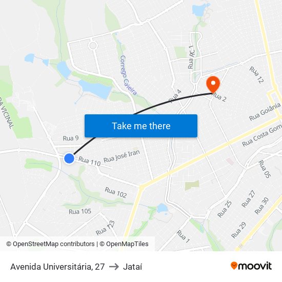 Avenida Universitária, 27 to Jataí map