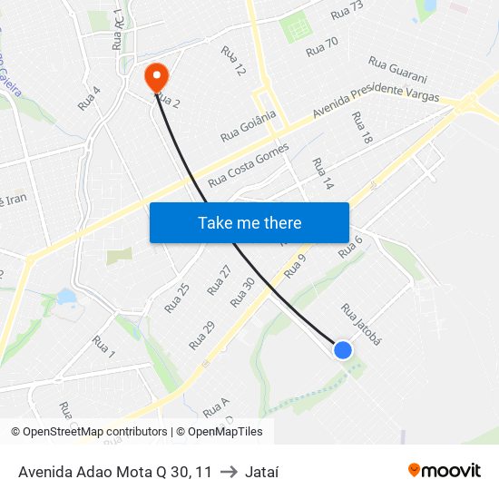 Avenida Adao Mota Q 30, 11 to Jataí map