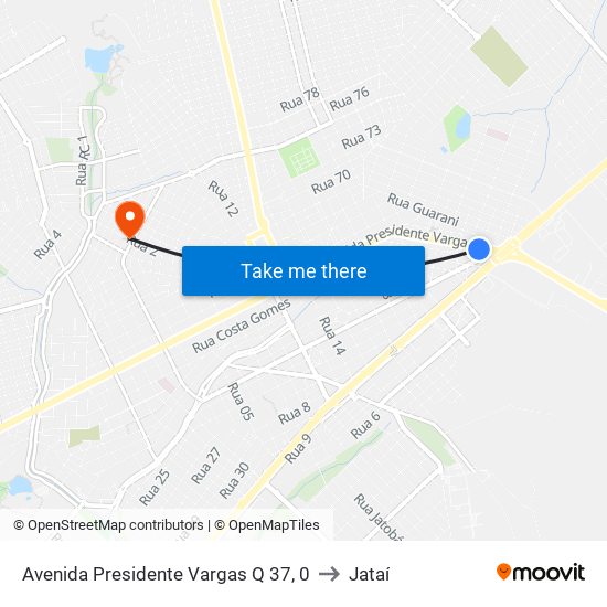 Avenida Presidente Vargas Q 37, 0 to Jataí map