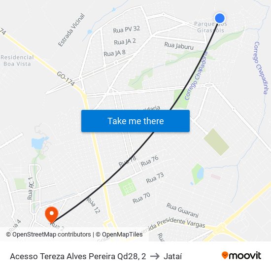 Acesso Tereza Alves Pereira Qd28, 2 to Jataí map