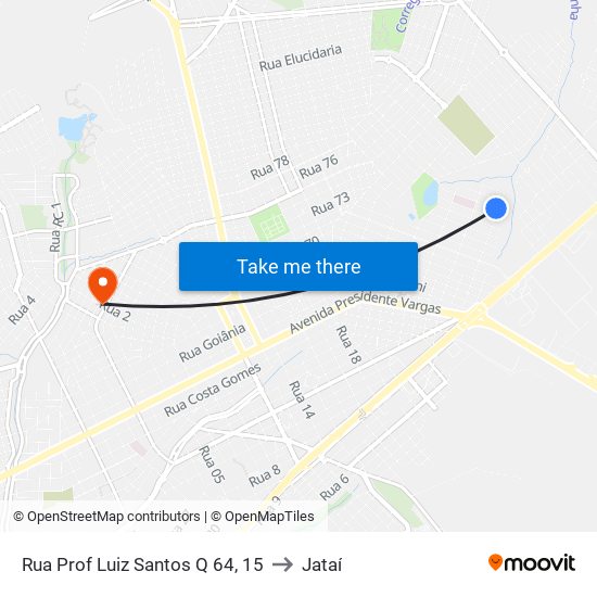 Rua Prof Luiz Santos Q 64, 15 to Jataí map
