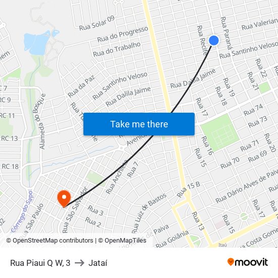 Rua Piaui Q W, 3 to Jataí map