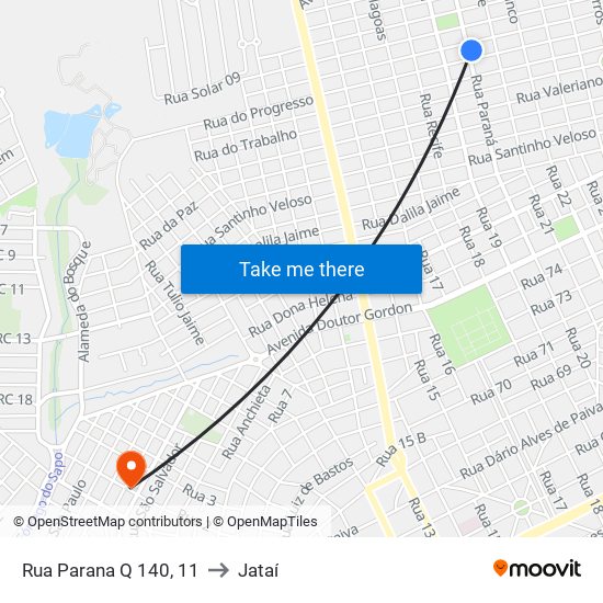 Rua Parana Q 140, 11 to Jataí map