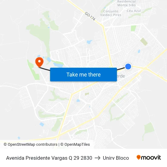 Avenida Presidente Vargas Q 29 2830 to Unirv Bloco map