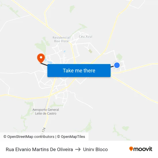 Rua Elvanio Martins De Oliveira to Unirv Bloco map
