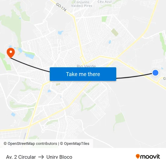 Av. 2 Circular to Unirv Bloco map