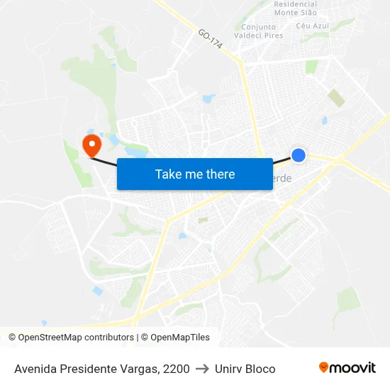 Avenida Presidente Vargas, 2200 to Unirv Bloco map