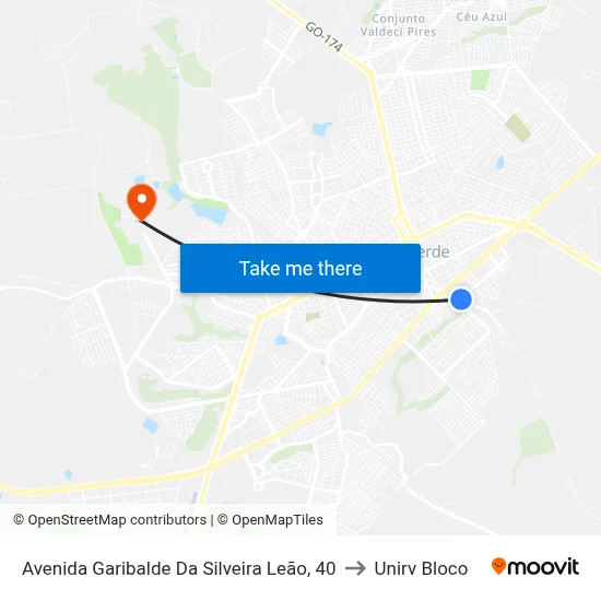 Avenida Garibalde Da Silveira Leão, 40 to Unirv Bloco map